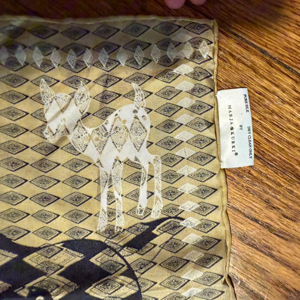 marja kurki ivana helsinki finland deer heritage argyle silk tan black scarf